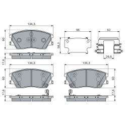 Jeu de plaquettes de frein BOSCH 0986460155 pour KIA SOUL OE 58101J2A10 BOSCH