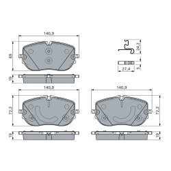 Jeu de plaquettes de frein BOSCH 0986460181 pour MERCEDES CLASSE C OE A0004200004