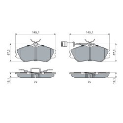 Jeu de plaquettes de frein BOSCH 0986461115 pour AUDI OE 441698151E BOSCH