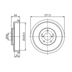 Tambour de frein BOSCH 0986477279 pour SUBARU FORESTER, IMPREZA OE 26740FA000