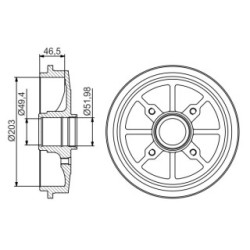 Tambour de frein BOSCH 0986477301 pour PEUGEOT 206 OE 424747 BOSCH