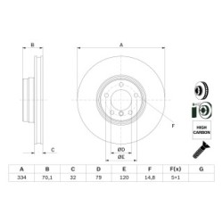 Brake Disc BOSCH 0986478623 OE Ref 34 11 1 164 973