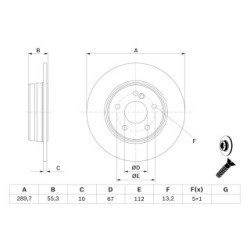 Disque de frein BOSCH 0986478626 pour MERCEDES OE A1244231112 BOSCH
