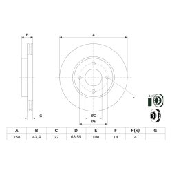 Disque de frein BOSCH 0986478892 pour FORD, MAZDA OE 1148202 BOSCH