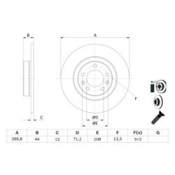 Disque de frein BOSCH 0986479130 pour PEUGEOT 408, 508 OE 00004249E0 BOSCH