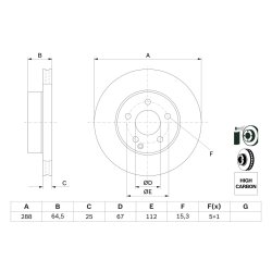 Disque de frein BOSCH 0986479406 pour MERCEDES CLASSE C OE A0004211912 BOSCH