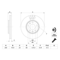 Brake Disc BOSCH 0986479553 OE Ref 40 20 637 93R BOSCH