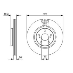 Disque de frein BOSCH 0986479562 pour TOYOTA AVENSIS, VERSO OE 4351205090 BOSCH