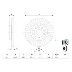 Disque de frein BOSCH 0986479932 pour AUDI, SEAT, SKODA, VW OE 1K0615301AA BOSCH