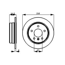 Disque de frein BOSCH 0986479B36 pour MERCEDES CLASSE A, VANEO OE A1684230212 BOSCH