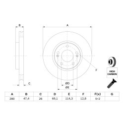 Disque de frein BOSCH 0986479C07 pour HYUNDAI, KIA OE 517122C000 BOSCH