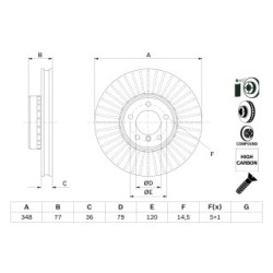Disque de frein BOSCH 0986479E20 pour BMW Série 5 et 6, référence d'origine 34116766871 BOSCH