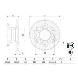 Disque de frein BOSCH 0986479E47 pour MERCEDES VARIO OE A6684230212 BOSCH