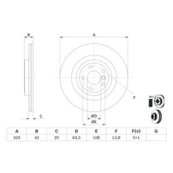 Brake Disc BOSCH 0986479E61 OE Ref T4N 1744