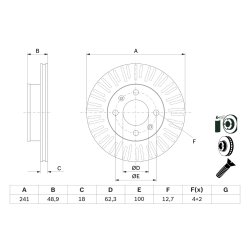 Disque de frein BOSCH 0986479E73 pour HYUNDAI, KIA i10, PICANTO