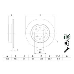Disque de frein BOSCH 0986479E75 pour VAUXHALL, SUBARU, SUZUKI OE 4706749