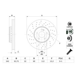 Brake Disc BOSCH 0986479G40 OE Ref 000 421 22 12