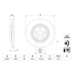 Brake Disc BOSCH 0986479G63 OE Ref 43512-48110