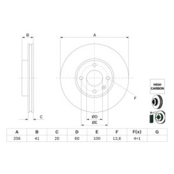 Brake Disc BOSCH 0986479G83 OE Ref 13584677