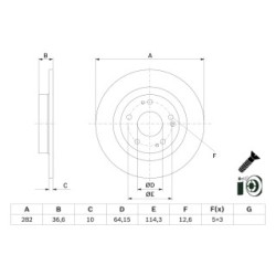 Brake Disc BOSCH 0986479G90 OE Ref 42510-TGN-G00