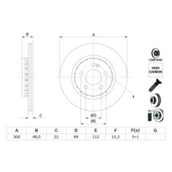 Brake Disc BOSCH 0986479H50 OE Ref 000 423 18 12