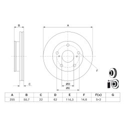 Disque de frein BOSCH 0986479J02 pour TOYOTA OE 4351222240