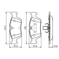 Jeu de plaquettes de frein BOSCH 0986494015 pour BMW Série 3, Z3, Z4 OE 34111160356 BOSCH