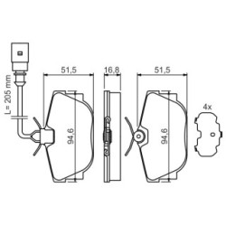 Brake Pad Set BOSCH 0986494051 OE Ref 7D0 698 451 A