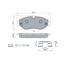 Brake Pad Set BOSCH 0986494121 OE Ref A 004 420 83 20