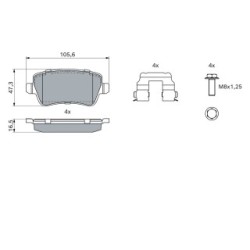 Brake Pad Set BOSCH 0986494125 OE Ref 77363607