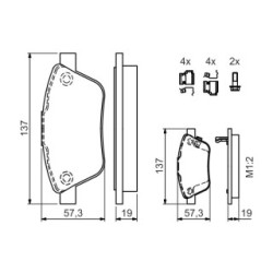 Brake Pad Set BOSCH 0986494157 OE Ref 77366481