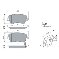Brake Pad Set BOSCH 0986494160 OE Ref D10601HA7B