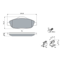 Brake Pad Set BOSCH 0 986 494 261 OE Ref 425393