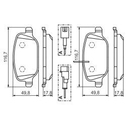 Jeu de plaquettes de frein BOSCH 0986494466 OE 71770096 BOSCH