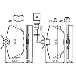 Jeu de plaquettes de frein BOSCH 0986494619 pour VW California et Transporter BOSCH