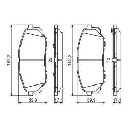 Jeu de plaquettes de frein BOSCH 0986494827 pour HYUNDAI, KIA SANTA, SORENTO BOSCH