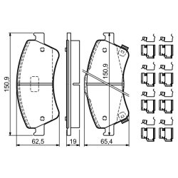 Jeu de plaquettes de frein BOSCH 0986494932 pour TOYOTA OE 0446502170 BOSCH