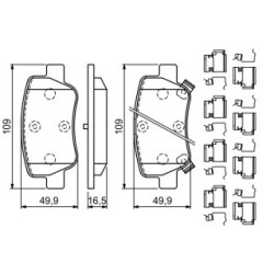 Jeu de plaquettes de frein BOSCH 0986494933 pour TOYOTA AVENSIS OE 0446605040 BOSCH