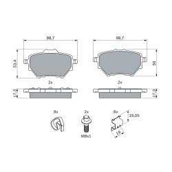 Jeu de plaquettes de frein BOSCH 0986494998 pour CITROËN, DS, FIAT, VAUXHALL et plus encore... BOSCH