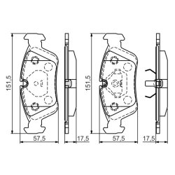 Jeu de plaquettes de frein BOSCH 0986495060 OE 34111160356 BOSCH