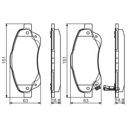 Jeu de plaquettes de frein BOSCH 0986495083 pour TOYOTA AVENSIS, COROLLA BOSCH