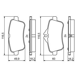 Jeu de plaquettes de frein BOSCH 0986495403 pour MERCEDES OE A0064203320 BOSCH