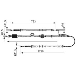 Handbrake Cable BOSCH 1987482803 OE Ref 5 22 136