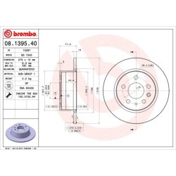 Brake Disc BREMBO 08.1395.40 OE Ref 1154230212