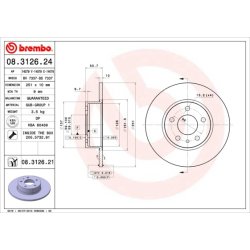 Brake Disc BREMBO 08.3126.21 OE Ref 60569164