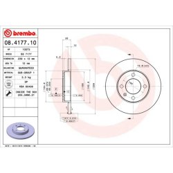 Brake Disc BREMBO 08.4177.10 OE Ref 175615301