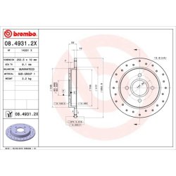 Brake Disc BREMBO 08.4931.2X OE Ref 1197572