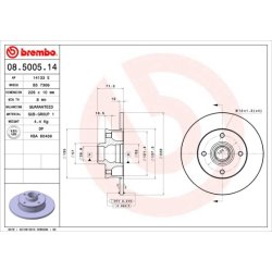 Brake Disc BREMBO 08.5005.14 OE Ref 6N0615601
