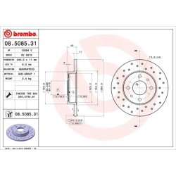 Brake Disc BREMBO 08.5085.31 OE Ref 5741447