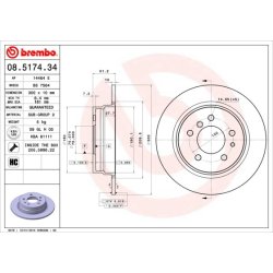 Brake Disc BREMBO 08.5174.34 OE Ref 34211162305